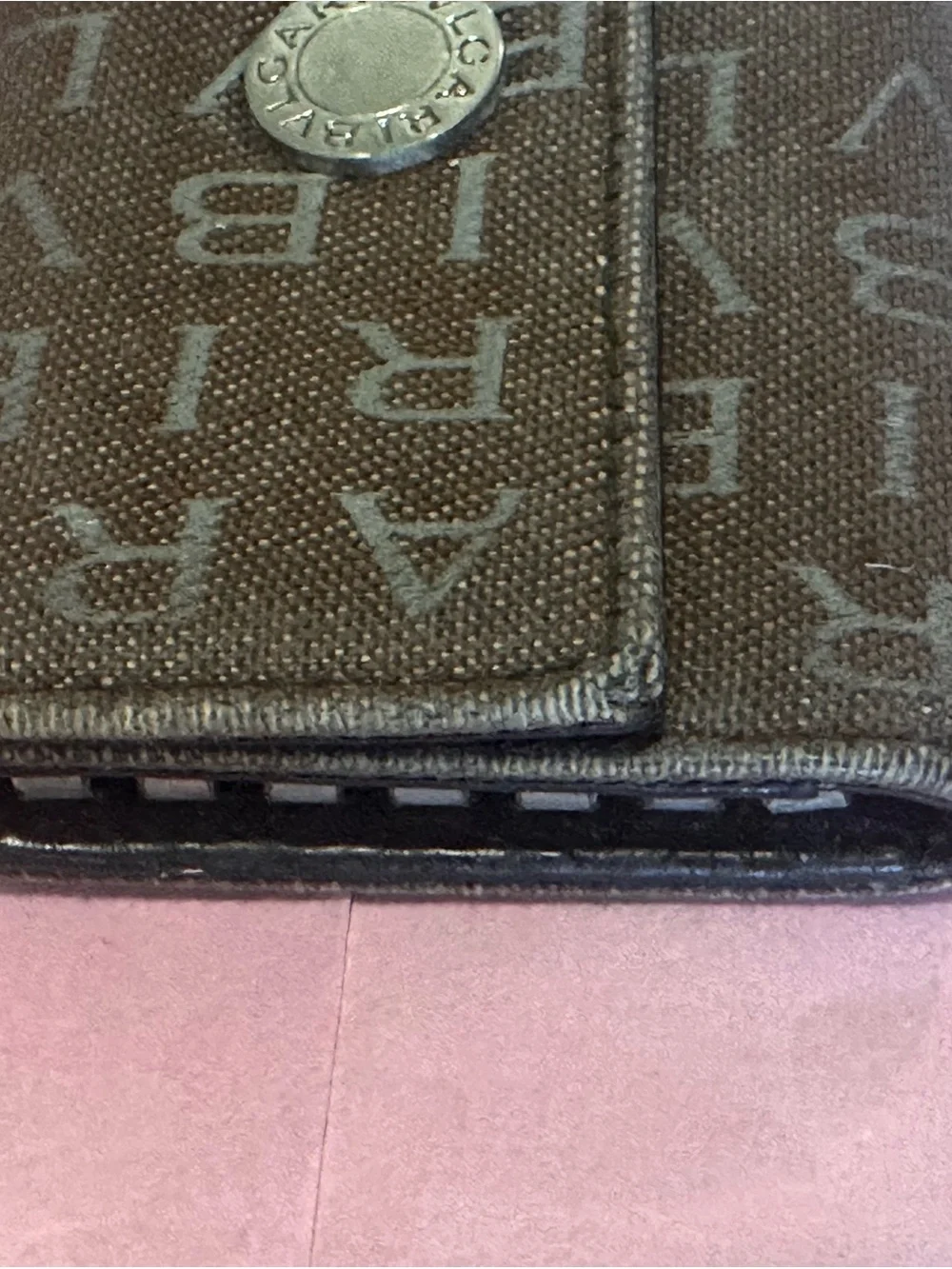 Bulgari Brown Logo Canvas Snap Wallet